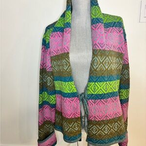Oilily Jeno Geometric Patterned Women's Sweater, open cardigan.12,wool blend